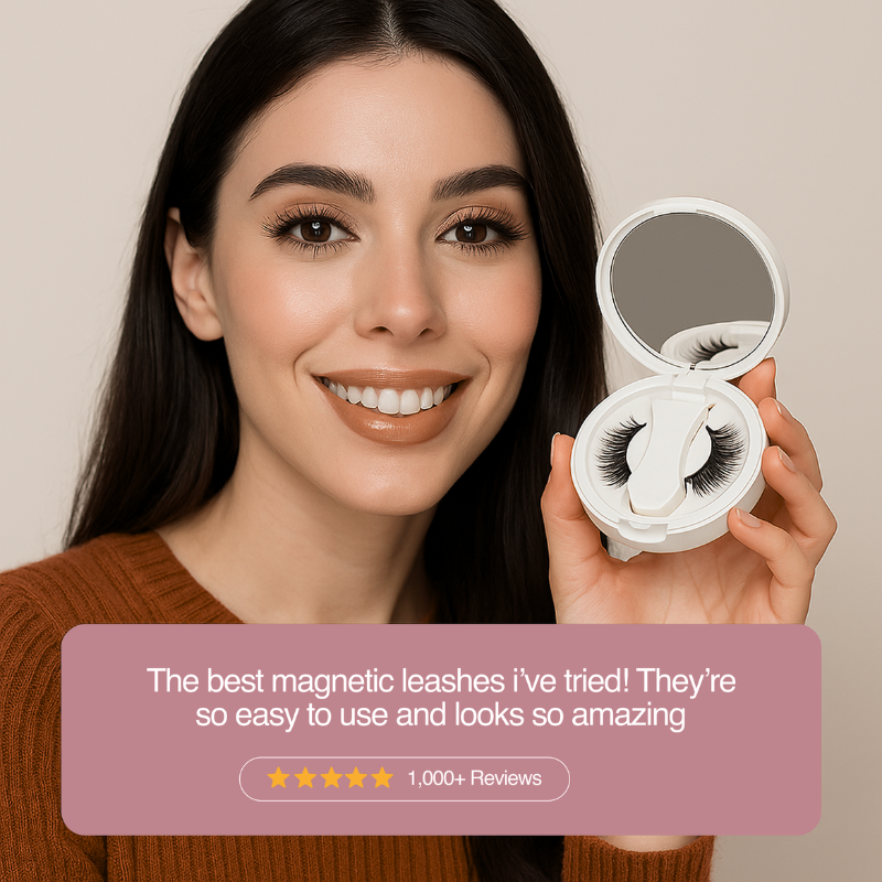 close‑up of ladylash reusable magnetic eyelashes on eye – glue‑free application

