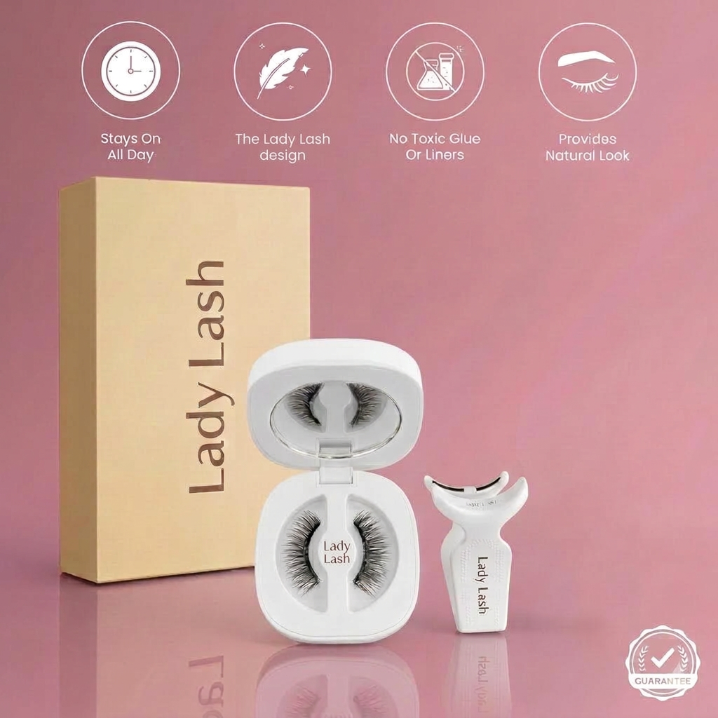 ladylash magnetic eyelashes kit applied on model – natural everyday look
